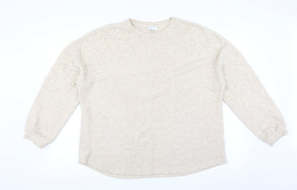 Papaya Womens Beige   Pullover Jumper Size 18  - beaded detail