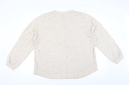 Papaya Womens Beige   Pullover Jumper Size 18  - beaded detail