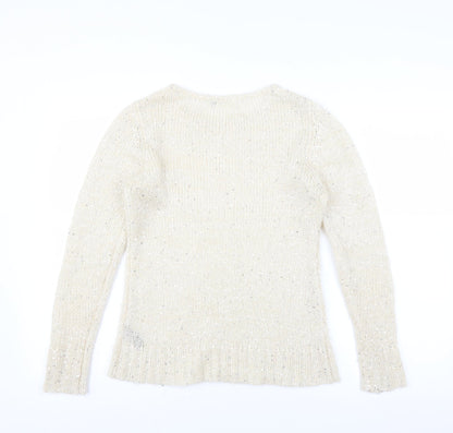 M&Co Womens Ivory   Pullover Jumper Size M  - sequins