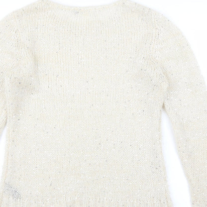 M&Co Womens Ivory   Pullover Jumper Size M  - sequins