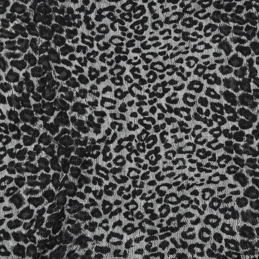 Preworn Womens Black Animal Print  Cape Jumper One Size  - fringe detail