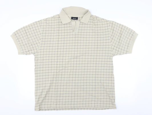 melka  Mens Beige Check   Polo Size XL