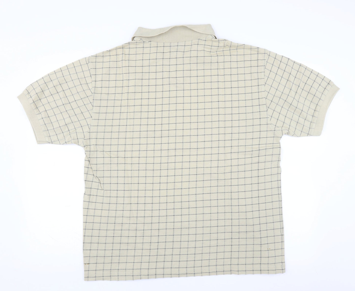 melka  Mens Beige Check   Polo Size XL