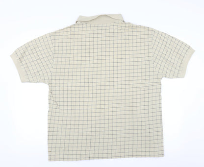 melka  Mens Beige Check   Polo Size XL