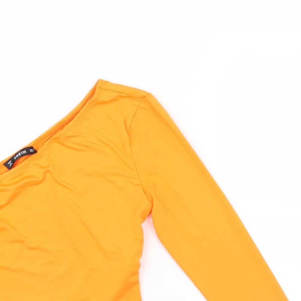 SheIn Womens Orange   Basic Blouse Size S  - cropped