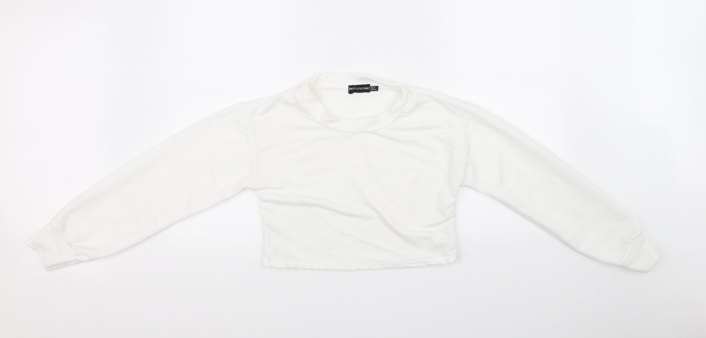 Womens UK Size 12 PRETTYLITTLETHING White Basic T-Shirt