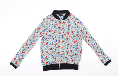 Papaya Womens Grey Floral  Full Zip Jumper Size 12