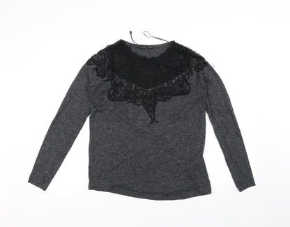 Womens UK Size 8 Zara Grey Basic T-Shirt