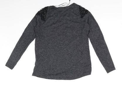 Womens UK Size 8 Zara Grey Basic T-Shirt