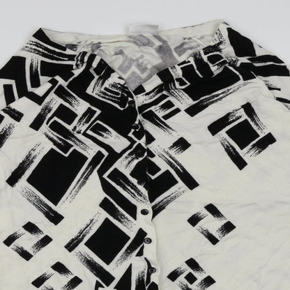 Roman Womens White Geometric Knit Cardigan Jumper Size M