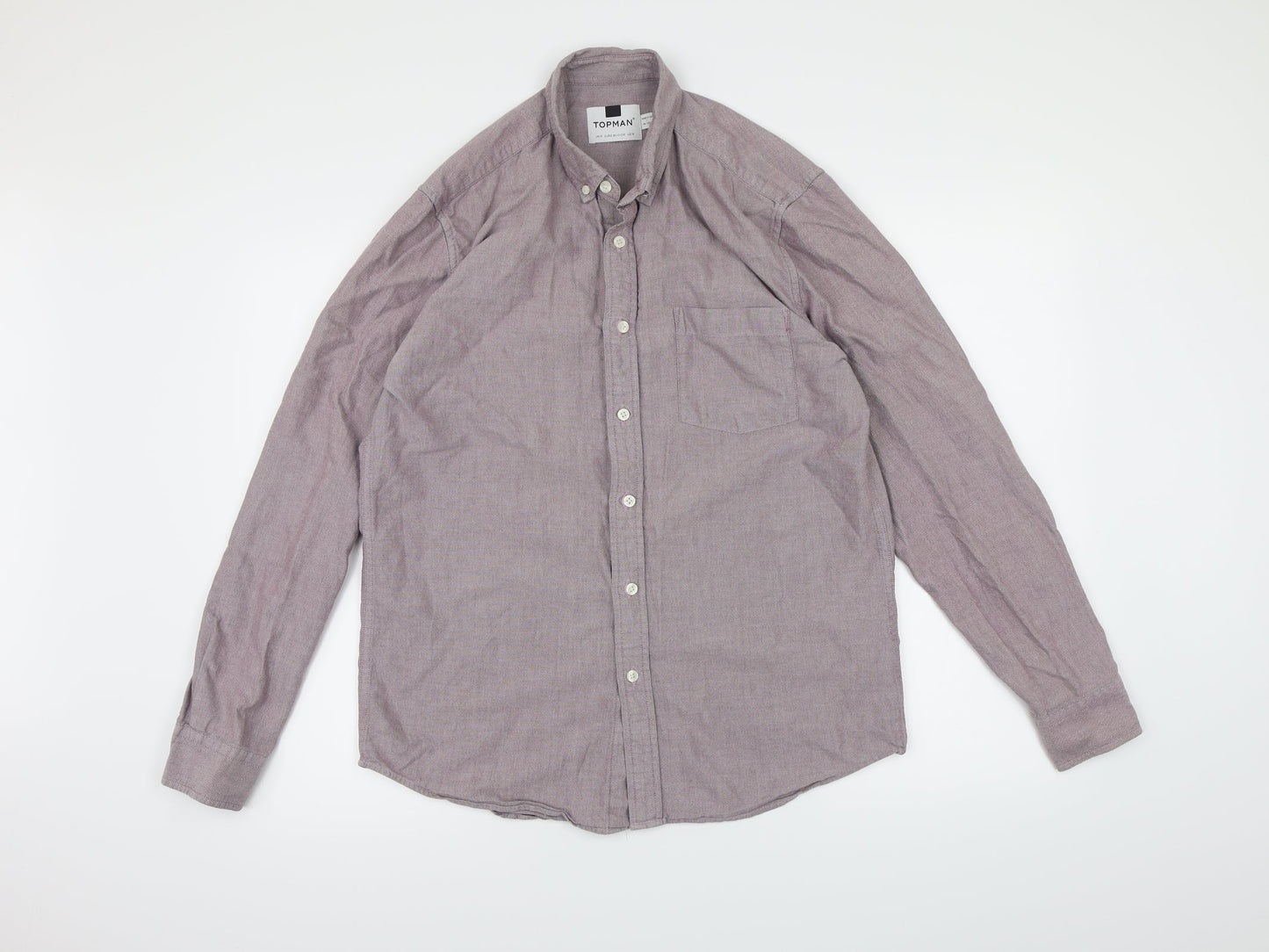 Mens UK Size M Topman Purple  Button-Up Long Sleeve Casual Shirt