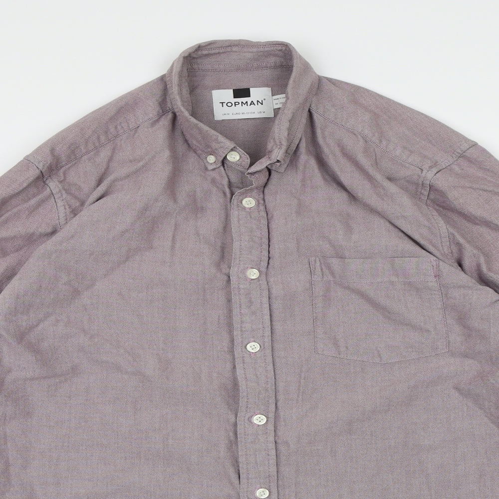 Mens UK Size M Topman Purple  Button-Up Long Sleeve Casual Shirt