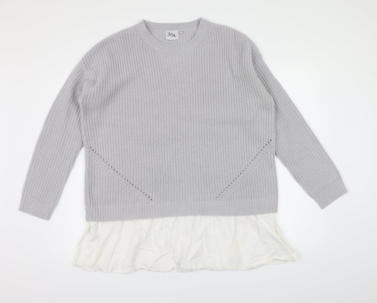 Just Me Womens Grey  Knit Pullover Jumper Size 16