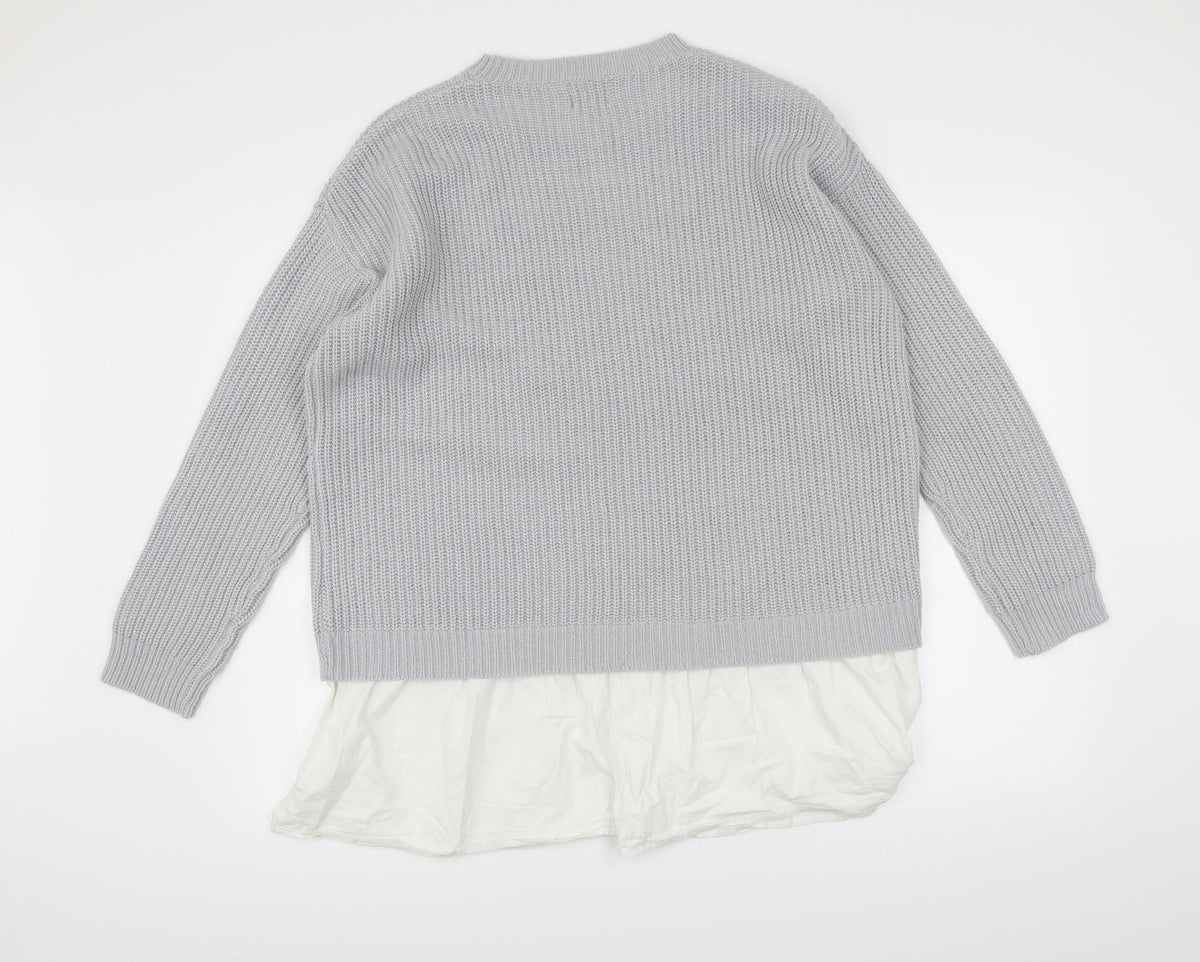 Just Me Womens Grey  Knit Pullover Jumper Size 16