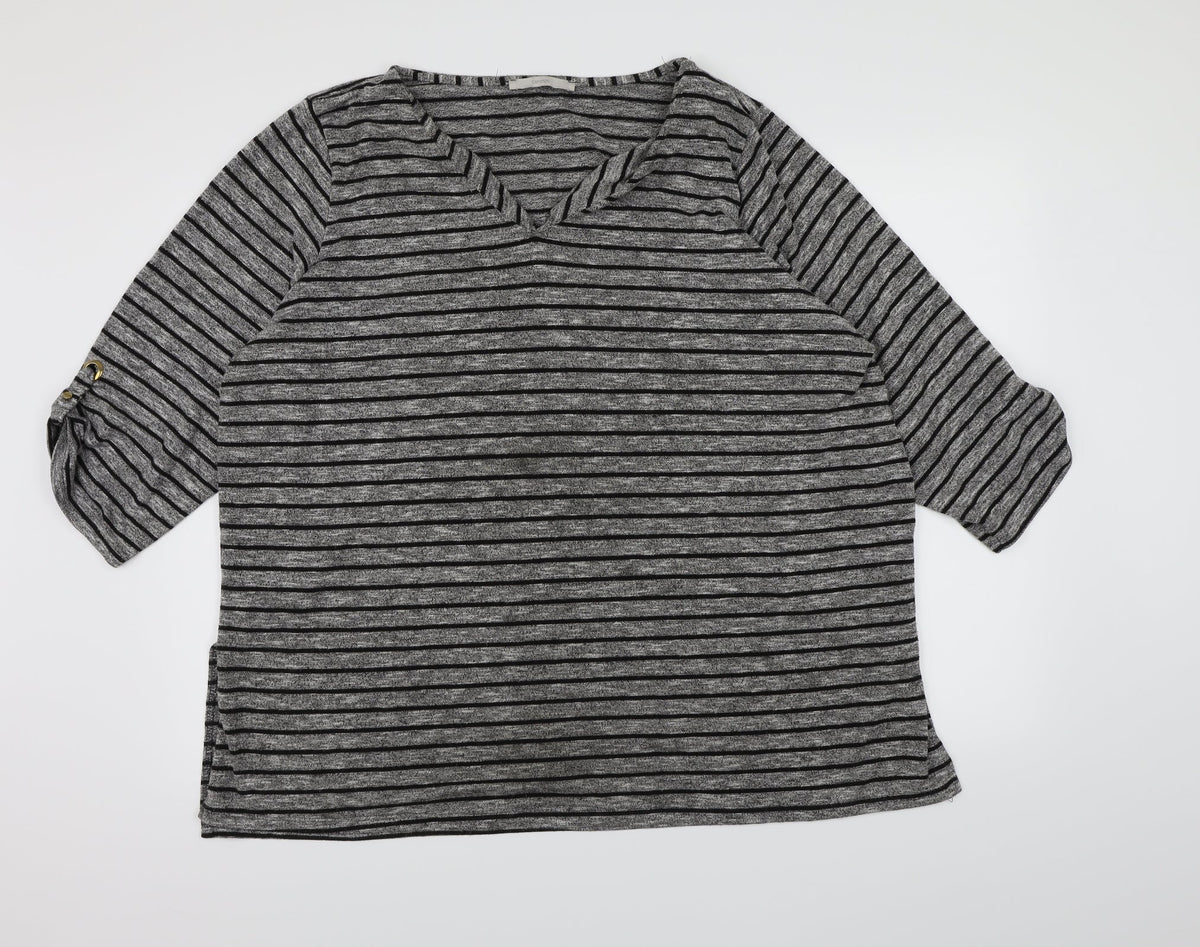 George Womens Grey Striped Knit Pullover Jumper Size 14