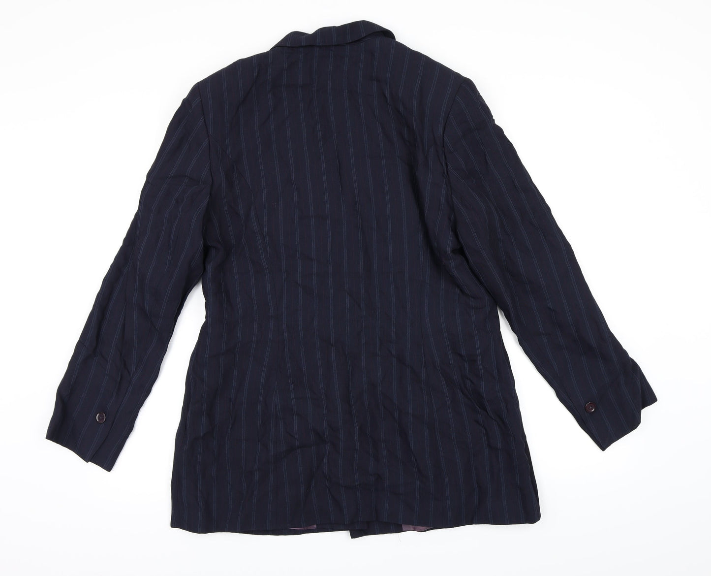 Coast Womens Blue Striped Rayon Jacket Blazer Size 14