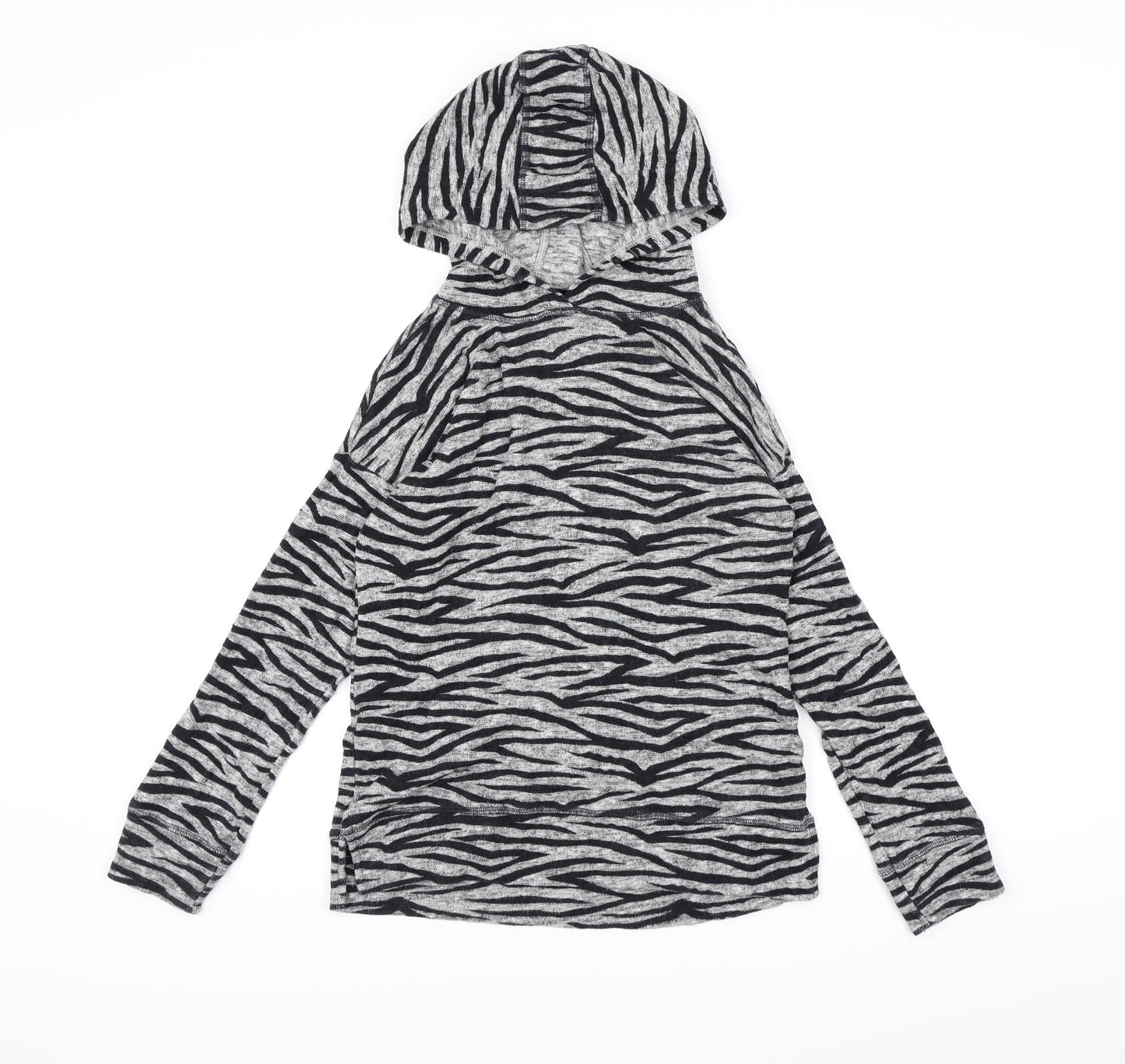 NEXT Girls Grey Animal Print  Pullover Hoodie Size 10 Years