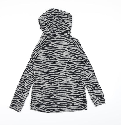 NEXT Girls Grey Animal Print  Pullover Hoodie Size 10 Years