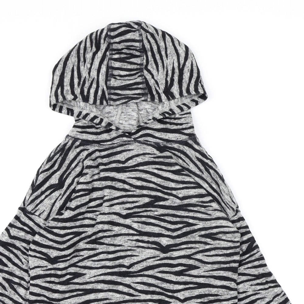NEXT Girls Grey Animal Print  Pullover Hoodie Size 10 Years