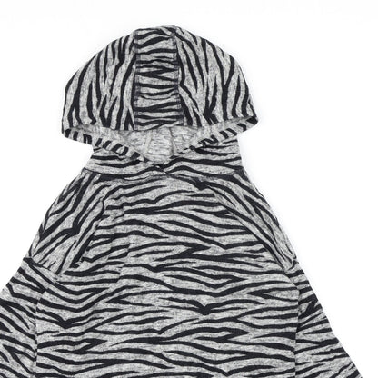 NEXT Girls Grey Animal Print  Pullover Hoodie Size 10 Years