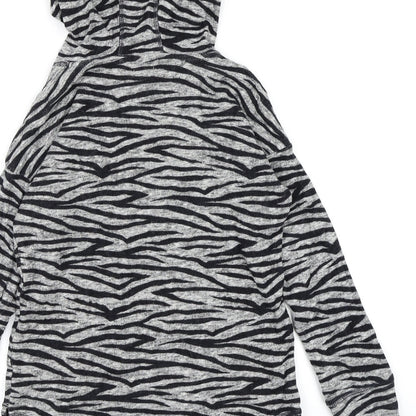 NEXT Girls Grey Animal Print  Pullover Hoodie Size 10 Years