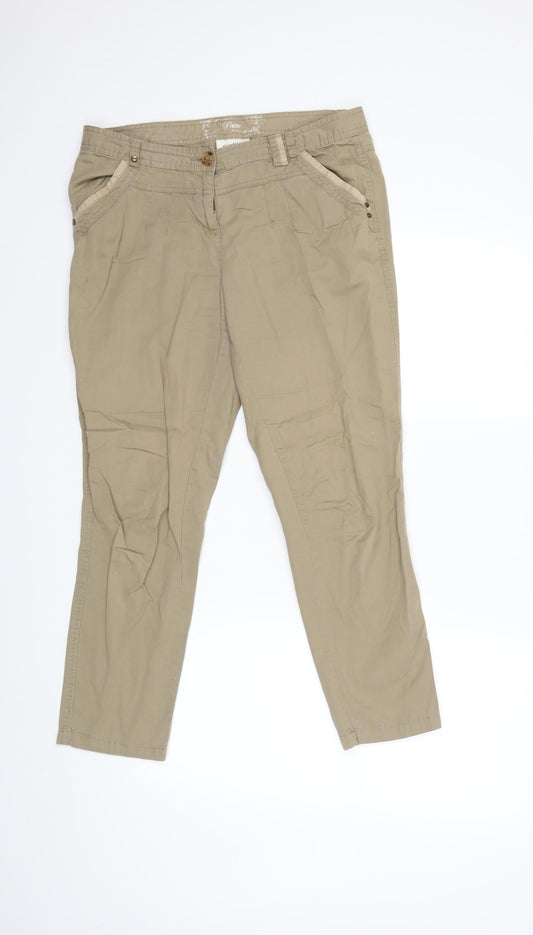 Womens UK Size 12 BHS Regular Fit Cargo Beige Trousers