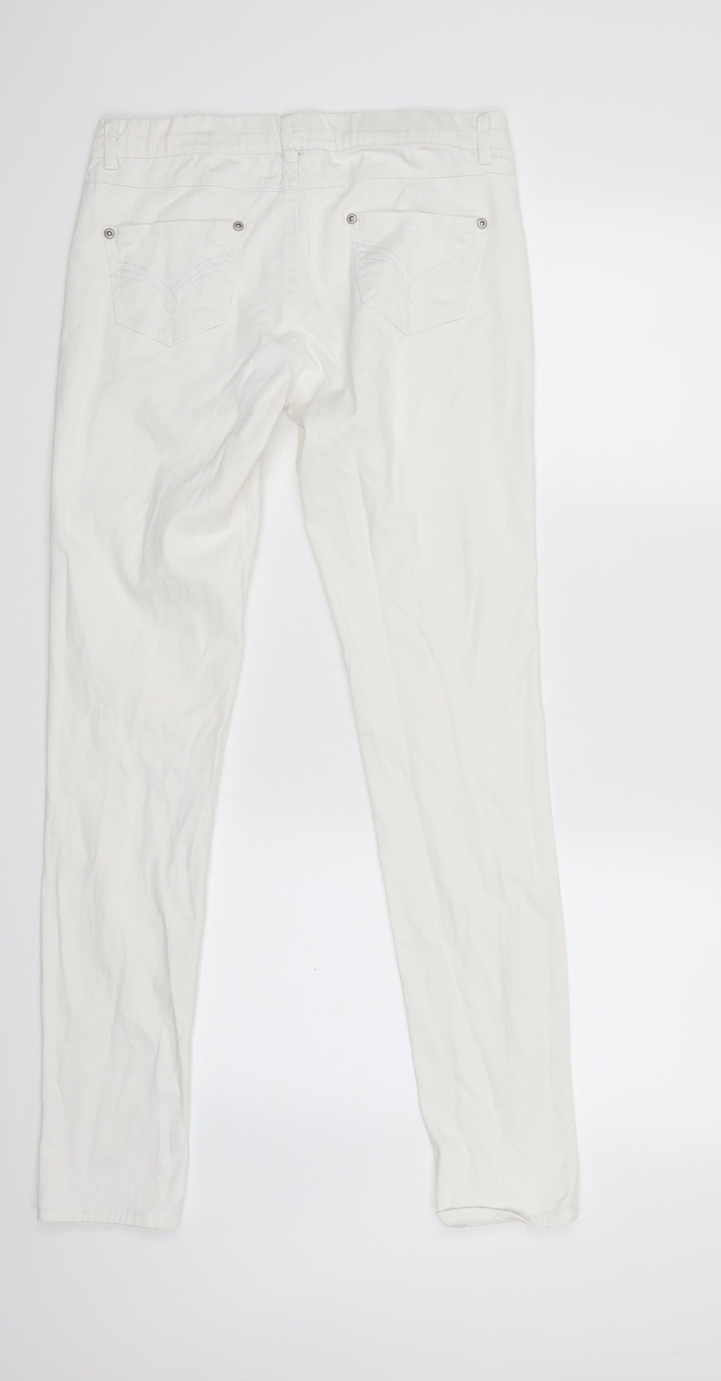 Preworn Womens White  Denim Skinny Jeans Size 10 L30 in