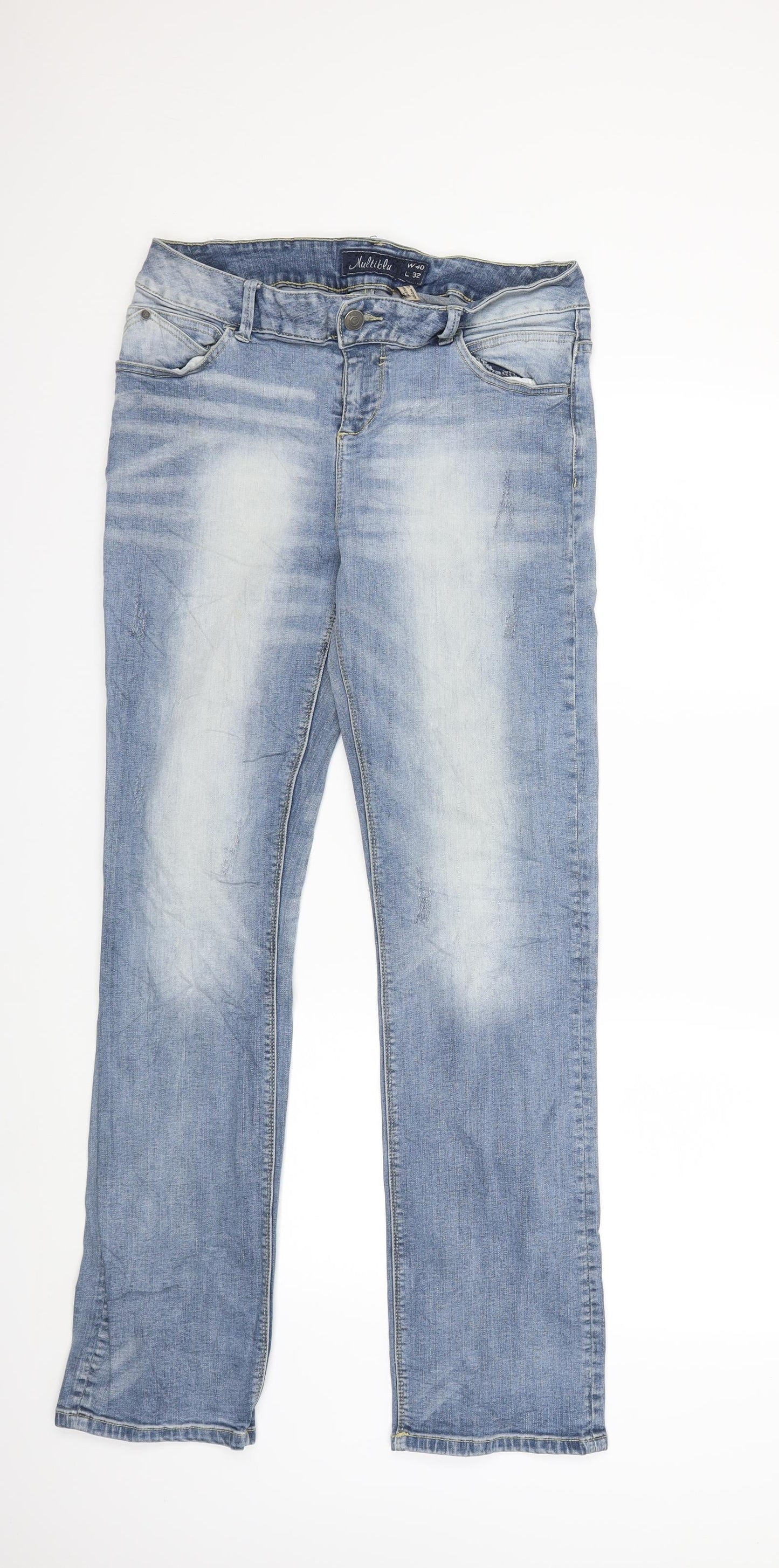 Womens UK Size 40 in Multiblu Regular Fit Straight Blue Jeans