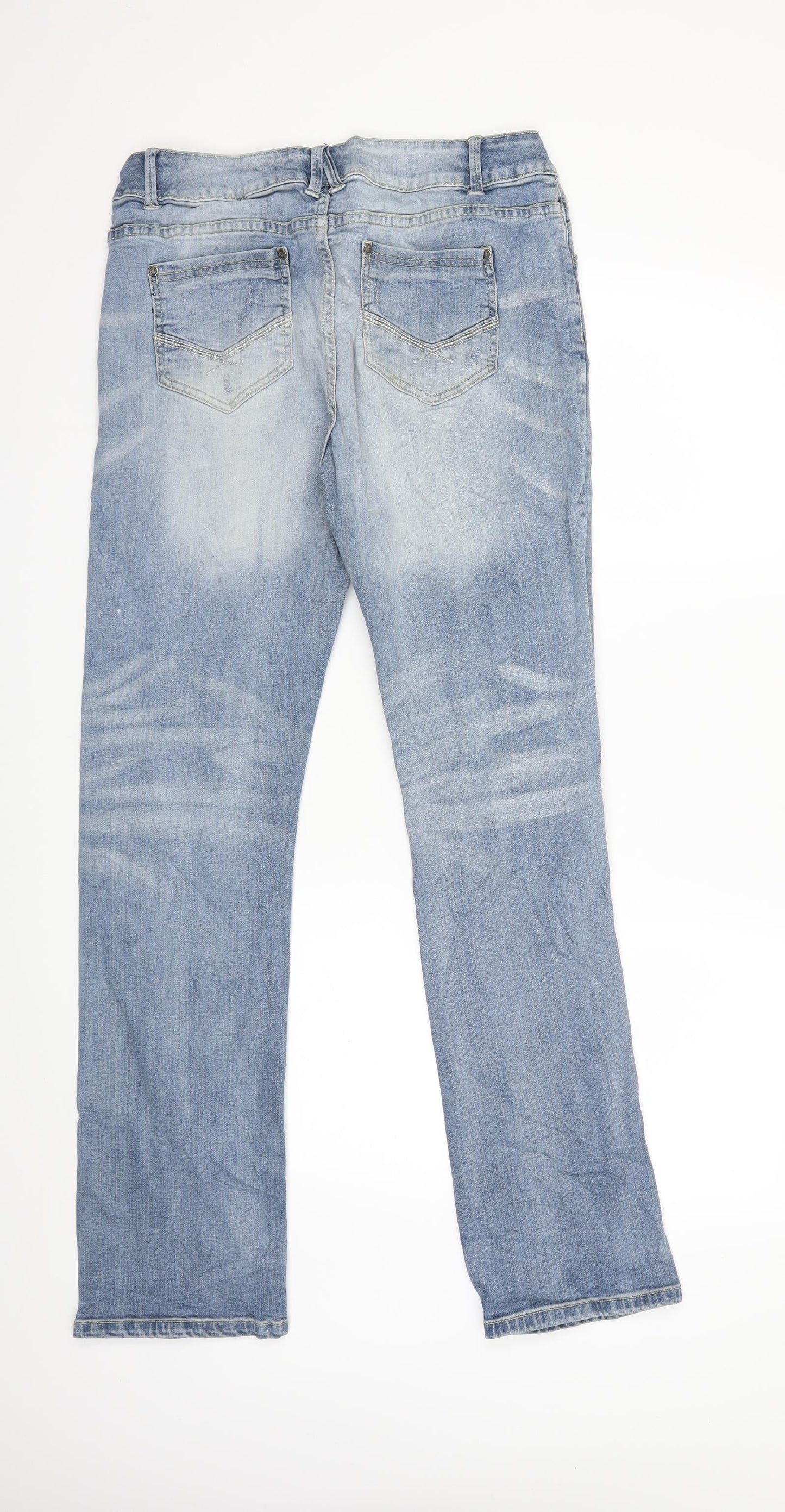 Womens UK Size 40 in Multiblu Regular Fit Straight Blue Jeans