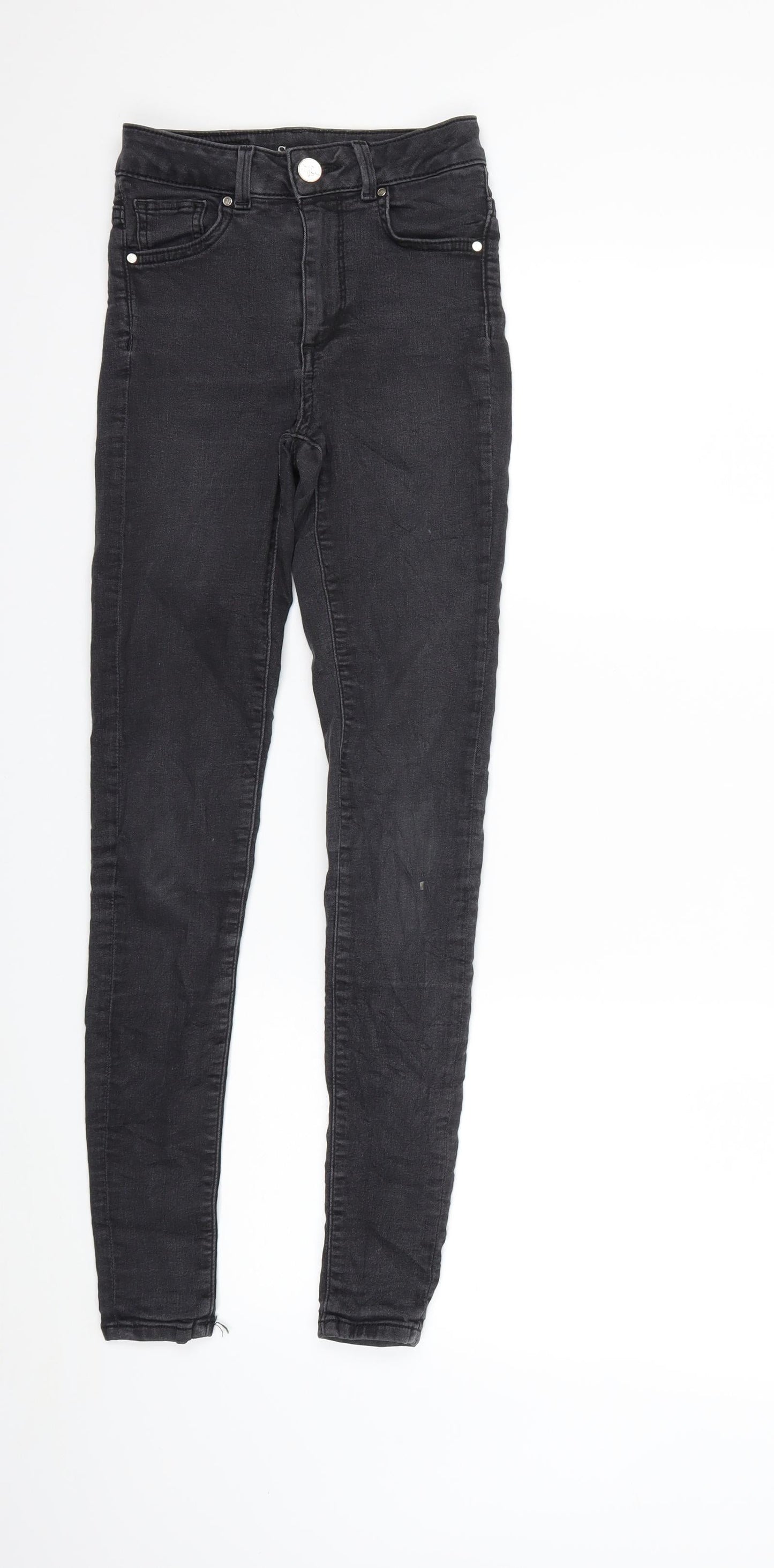 Womens UK Size XS Preworn Regular Fit Skinny Grey Jeans