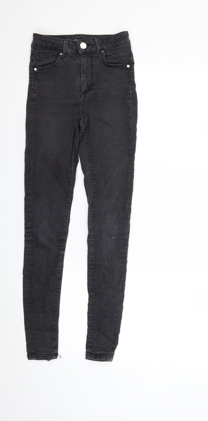 Womens UK Size XS Preworn Regular Fit Skinny Grey Jeans