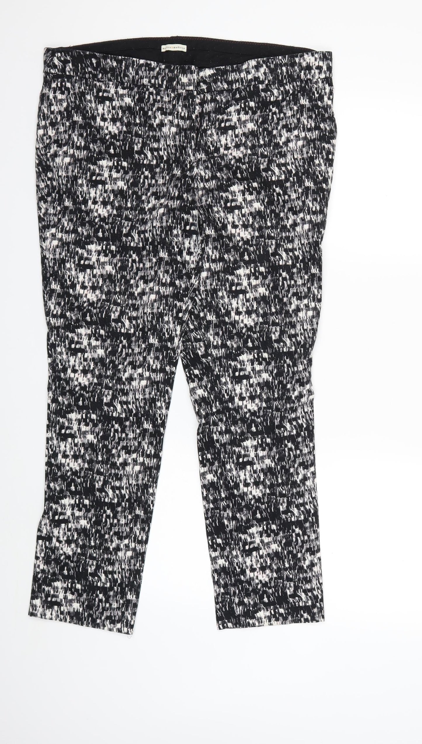 Mercer & Madison Womens Black Geometric  Trousers  Size 36 in L25 in