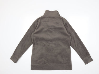 Active Womens Grey Striped Fleece Jacket Coat Size 8