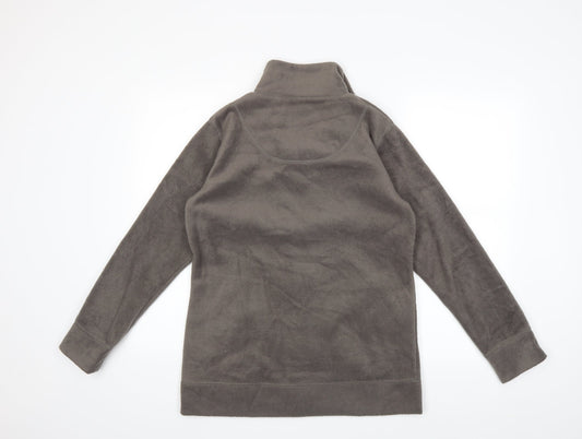 Active Womens Grey Striped Fleece Jacket Coat Size 8