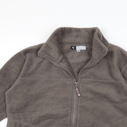 Active Womens Grey Striped Fleece Jacket Coat Size 8