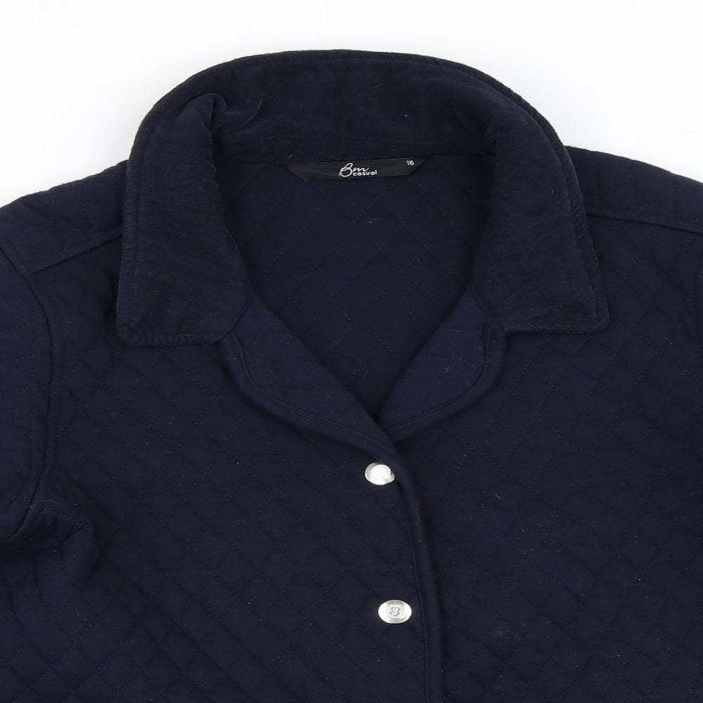 Womens UK Size 16 BM Casual Blue Quilted Coat