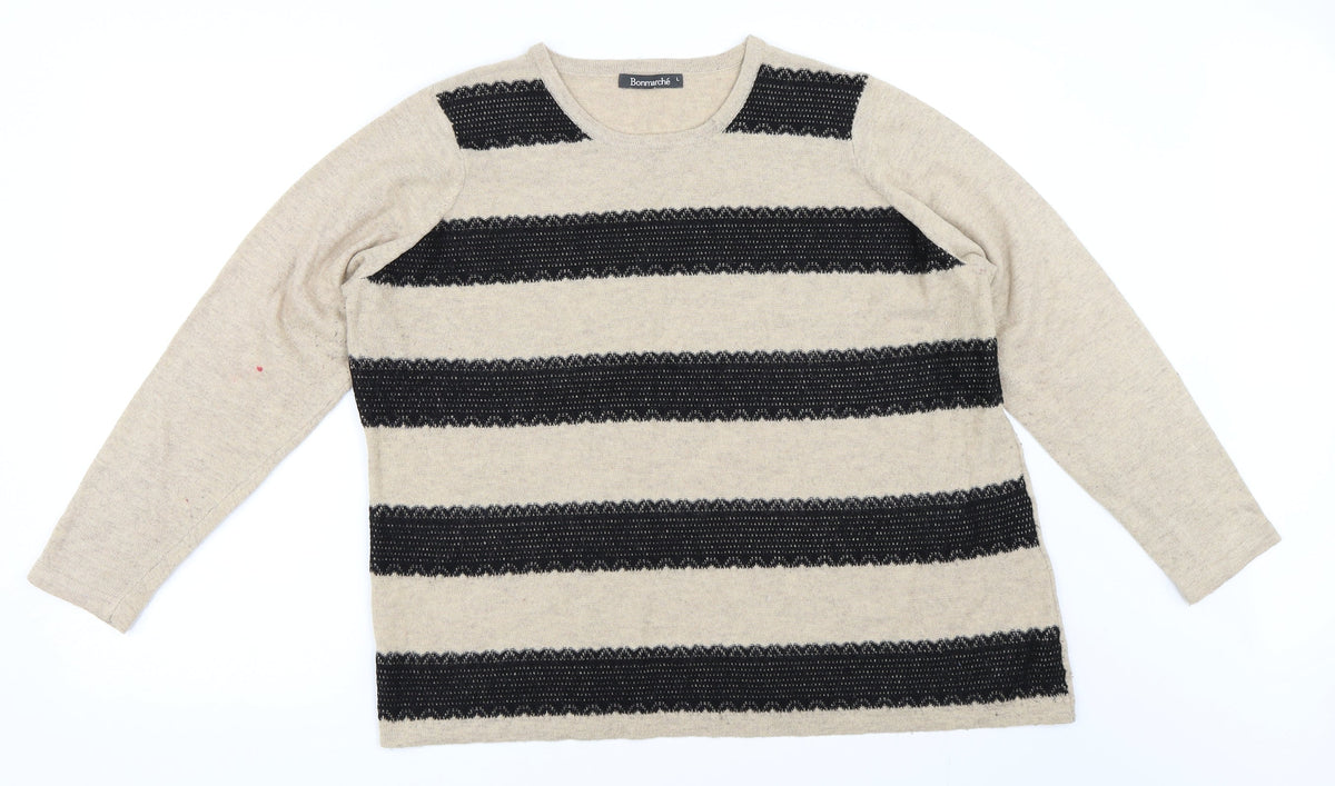 Bonmarché Womens Beige Pullover Jumper Size L