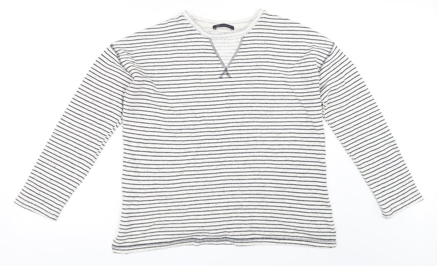 Marks and Spencer Womens White Striped  Pullover Jumper Size 12
