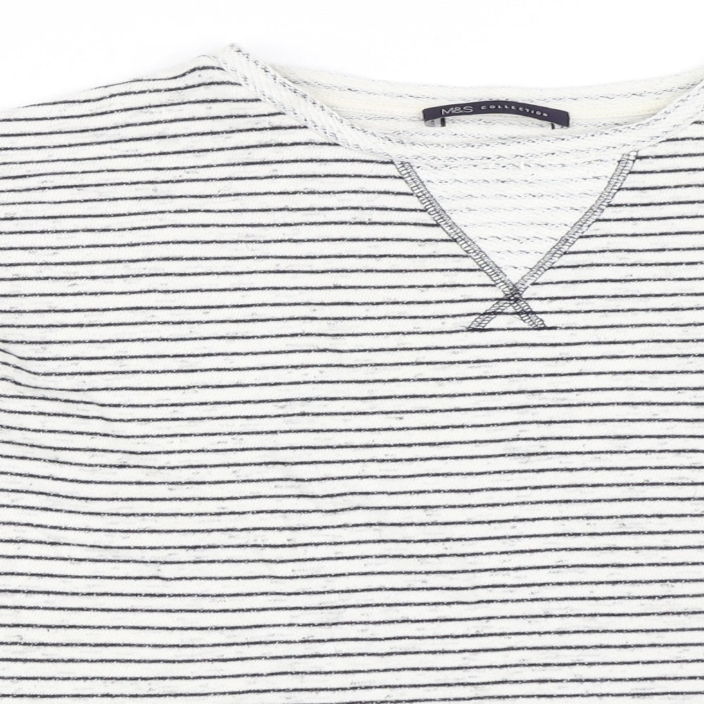 Marks and Spencer Womens White Striped  Pullover Jumper Size 12
