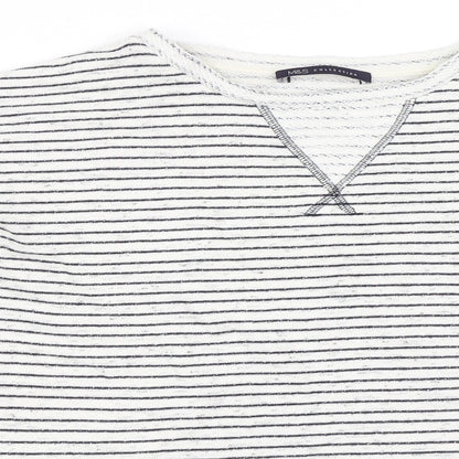Marks and Spencer Womens White Striped  Pullover Jumper Size 12