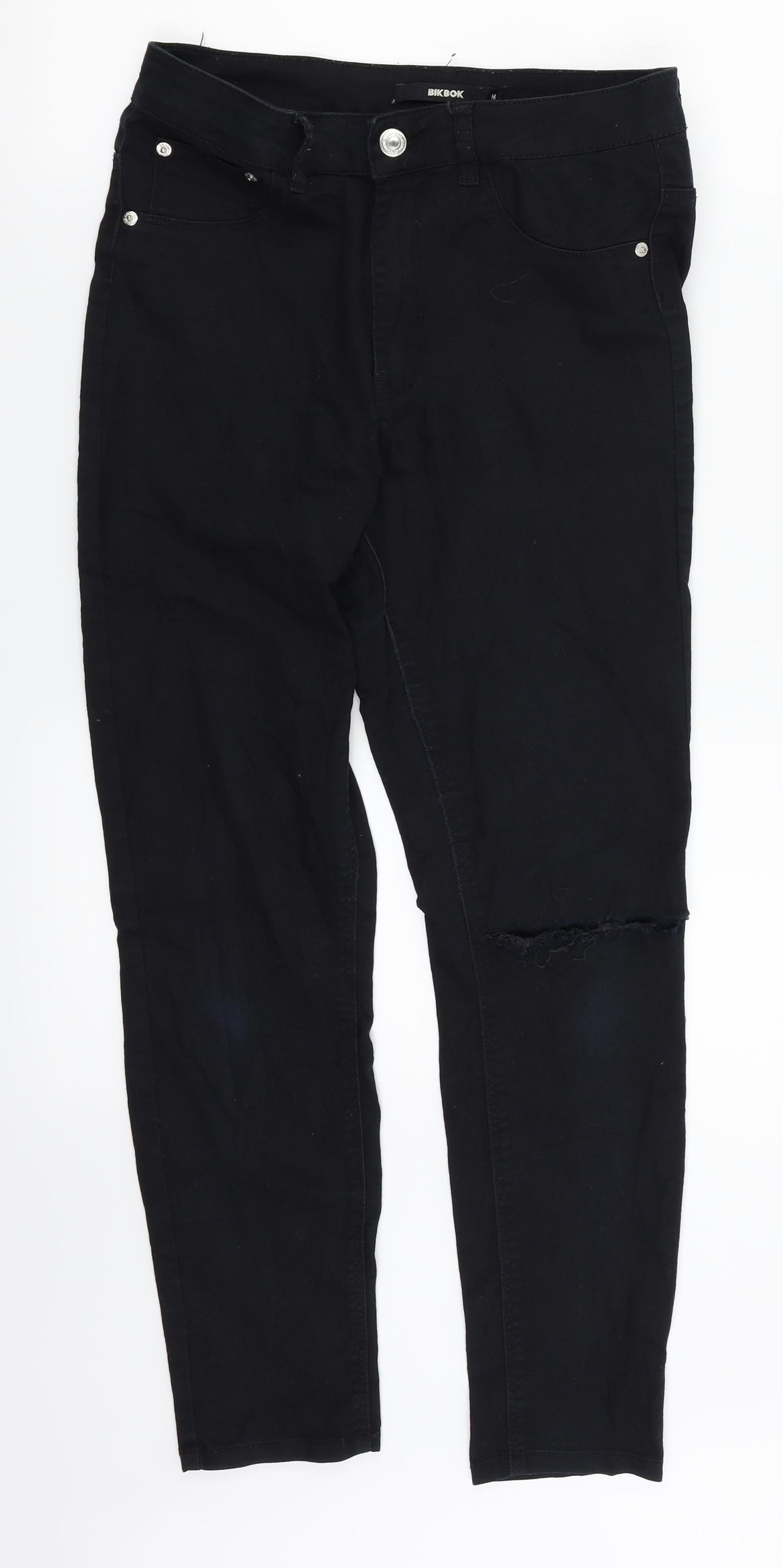 Womens UK Size M Bik bok Regular Fit Straight Black Jeans