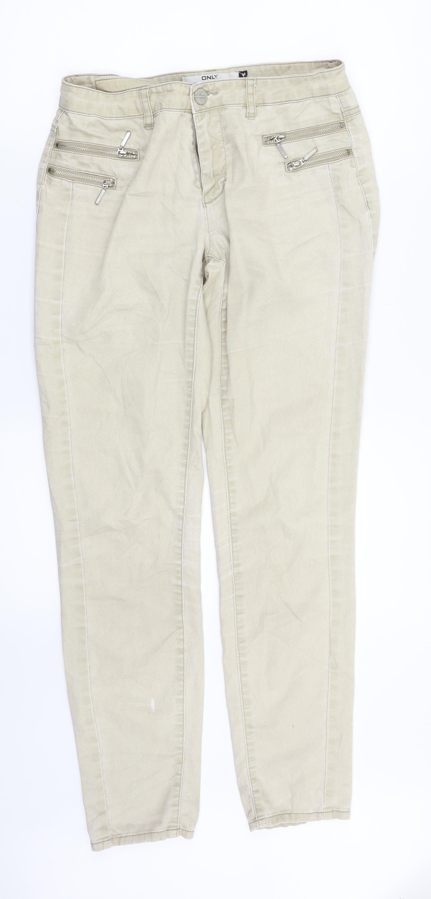 Only Womens Beige  Denim Straight Jeans Size M L29 in