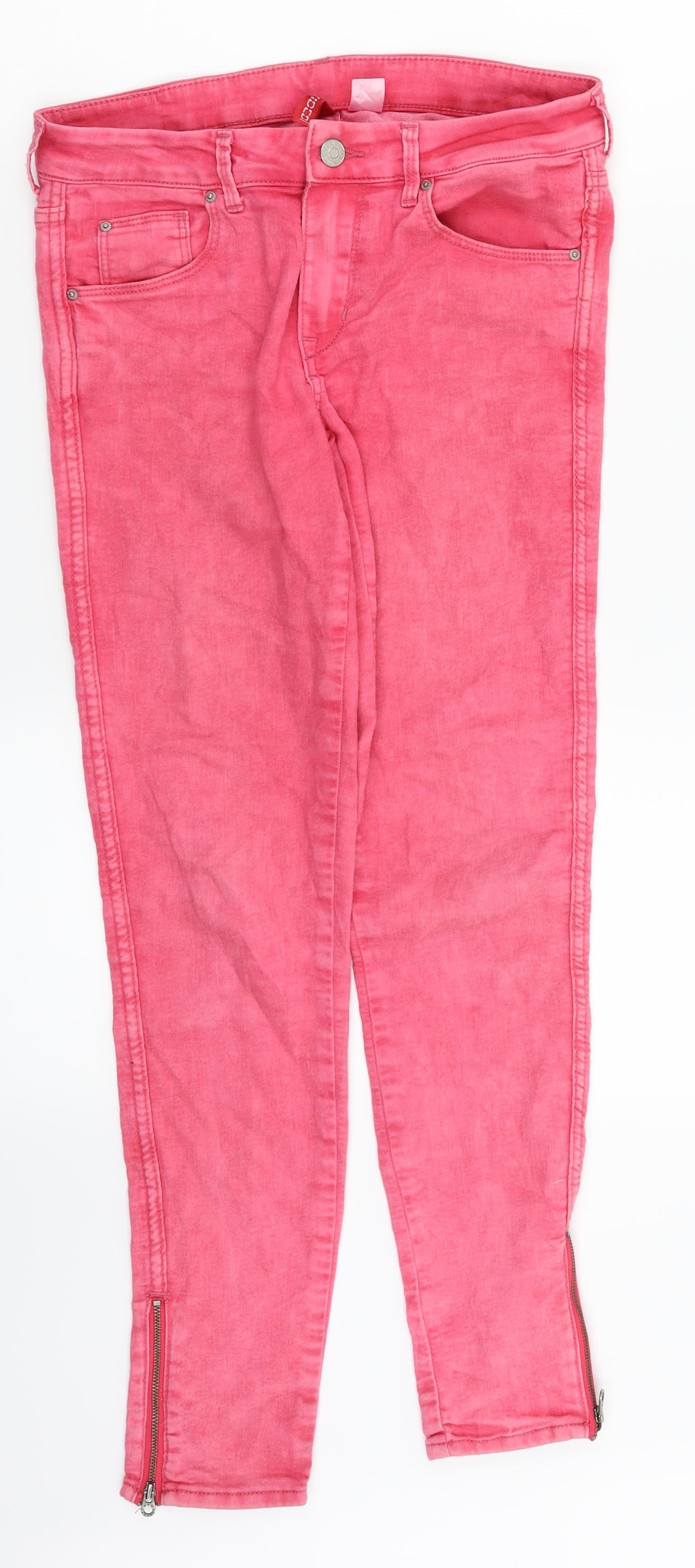 Womens UK Size 8 H&M Regular Fit Skinny Pink Jeans