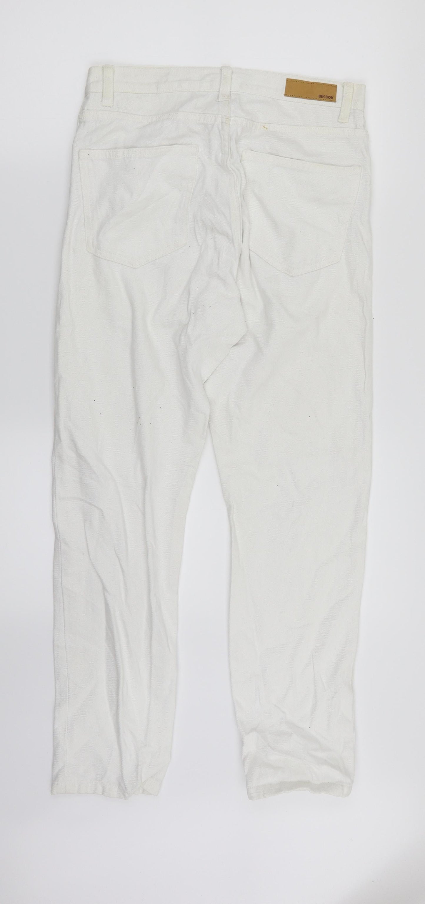 Womens UK Size S Bik Bok Regular Fit Straight White Jeans