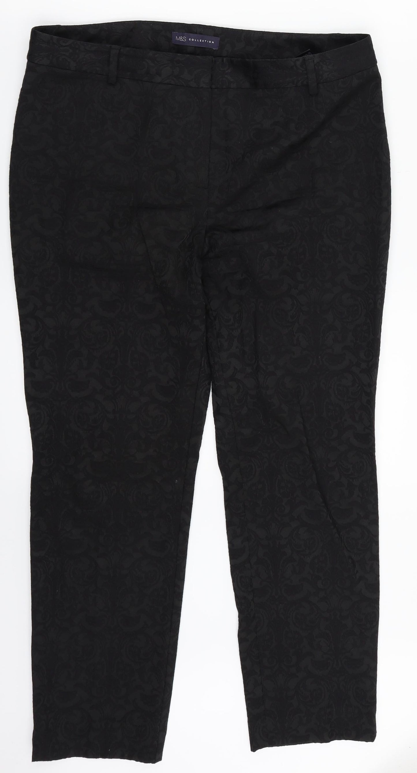 Womens UK Size 14 M&S Regular Fit Dress Pants Black Trousers