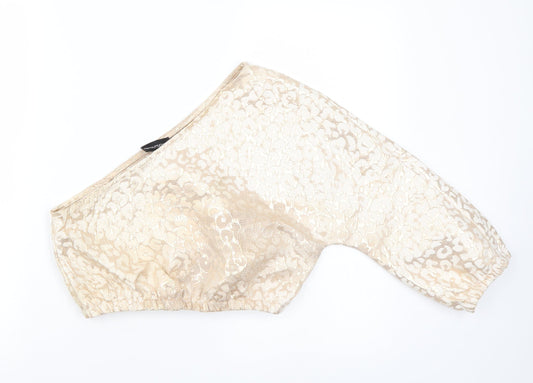 pretty little Thing Womens Gold Animal Print  Basic T-Shirt Size 8