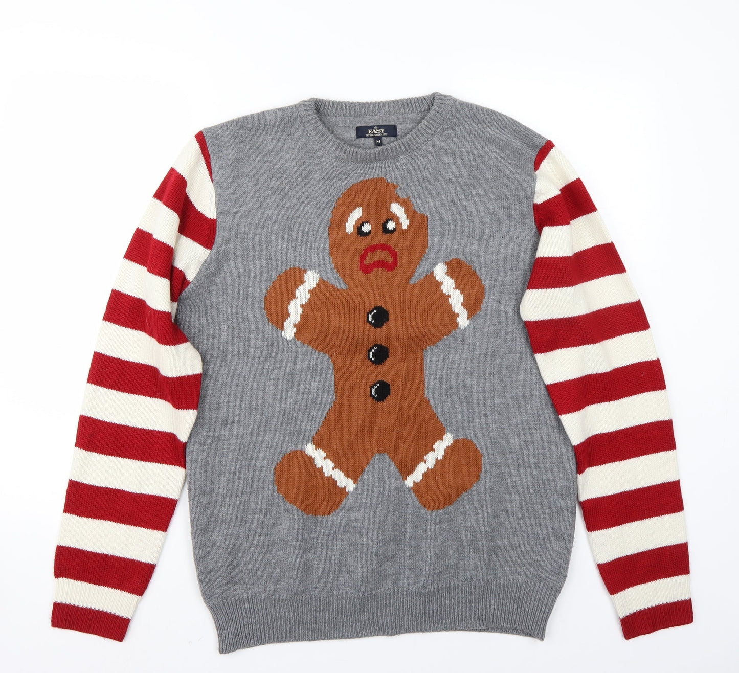 Easy Mens Grey   Pullover Jumper Size M