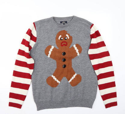 Easy Mens Grey   Pullover Jumper Size M