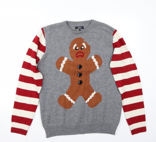 Easy Mens Grey   Pullover Jumper Size M