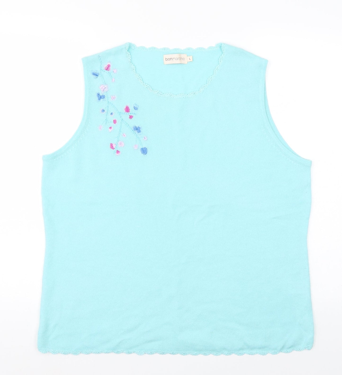 Womens UK Size L Bonmarché Blue Basic T-Shirt